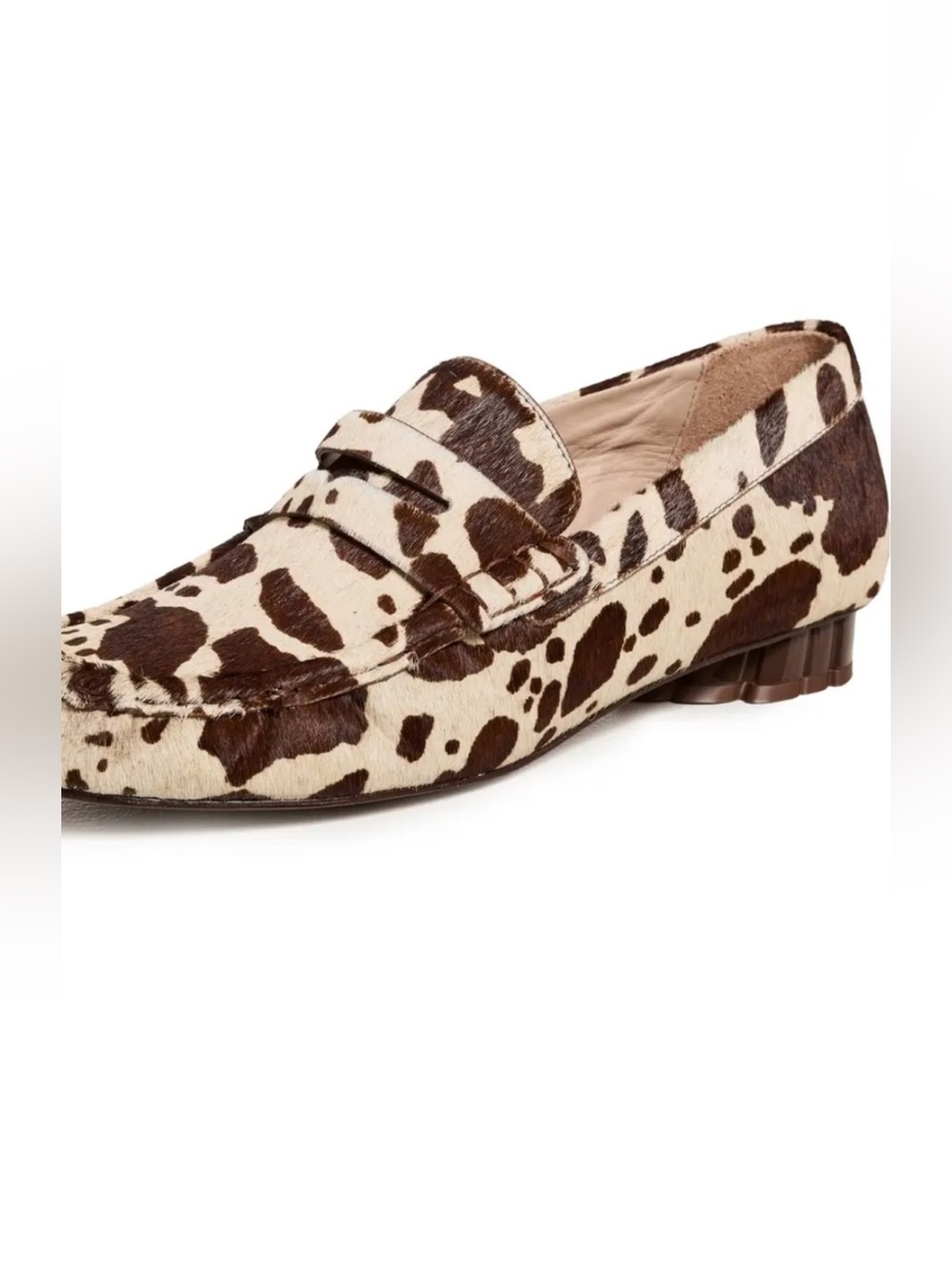 NIB FARM Rio cow print haircalf Monstera heeled loafers - Picture 8 of 8